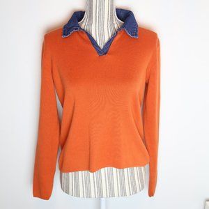 Academia Denim Collared Light Sweater